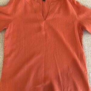 RALPH LAUREN 100% Linen Tunic Top, Size L, Orange color